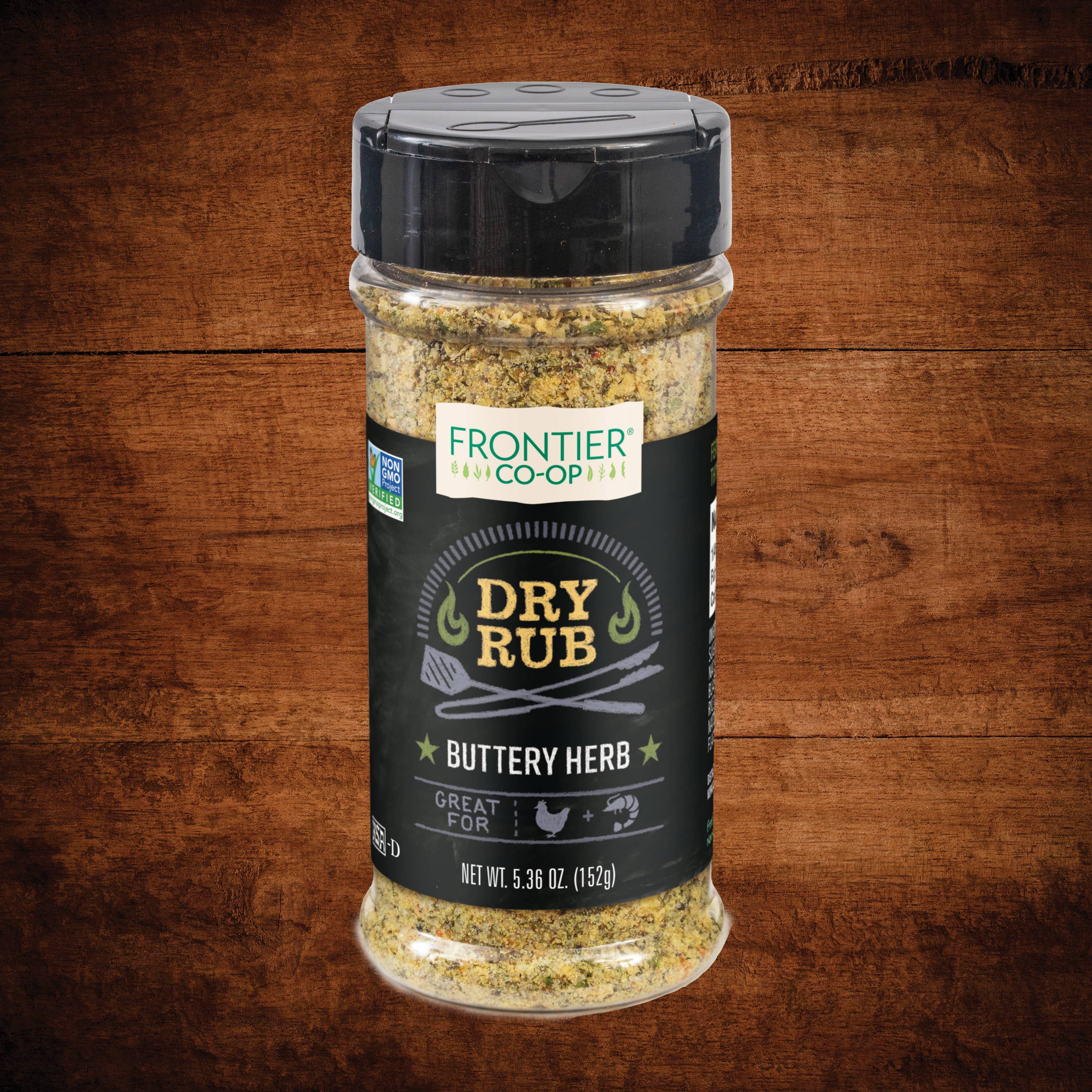 Buttery Herb Dry Rub, Non-GMO, Kosher, Non ETO, 5.36 Oz.