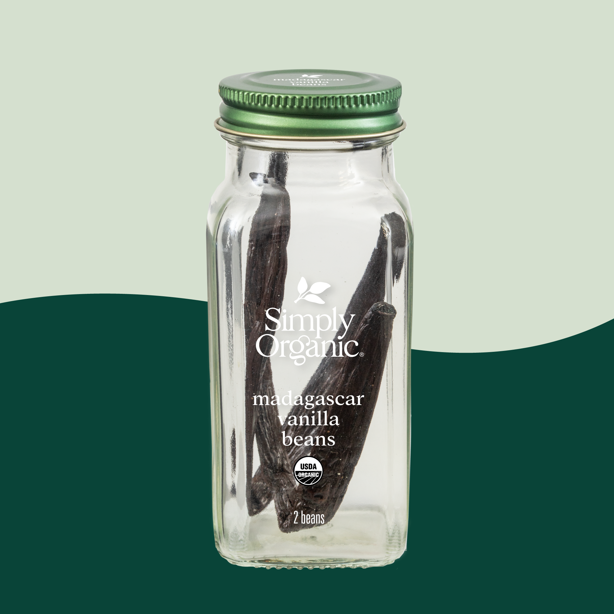 Pure Madagascar Vanilla Beans, Certified Organic, 2 Count