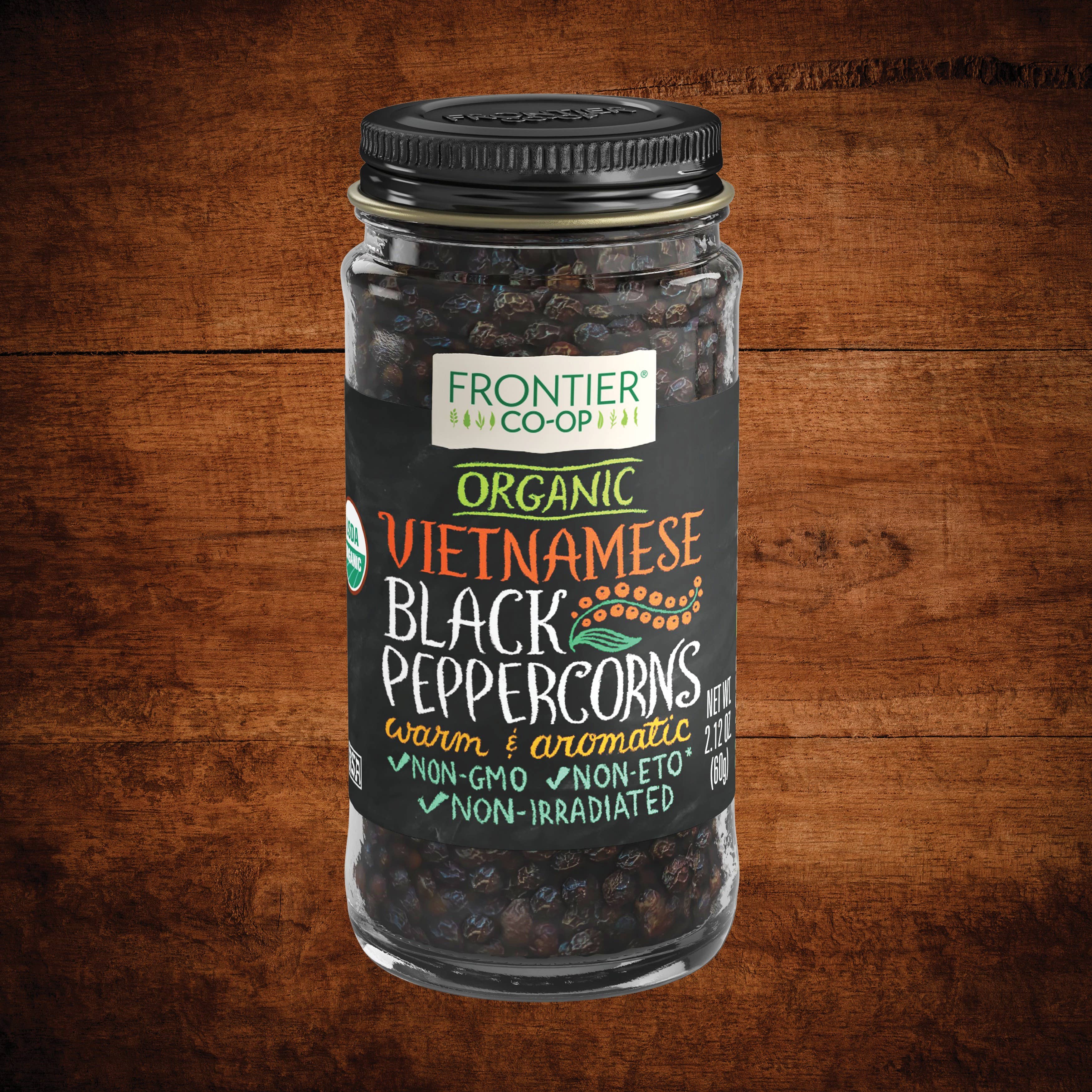 Vietnamese Whole Black Peppercorns, Organic, Non ETO 2.12 Oz