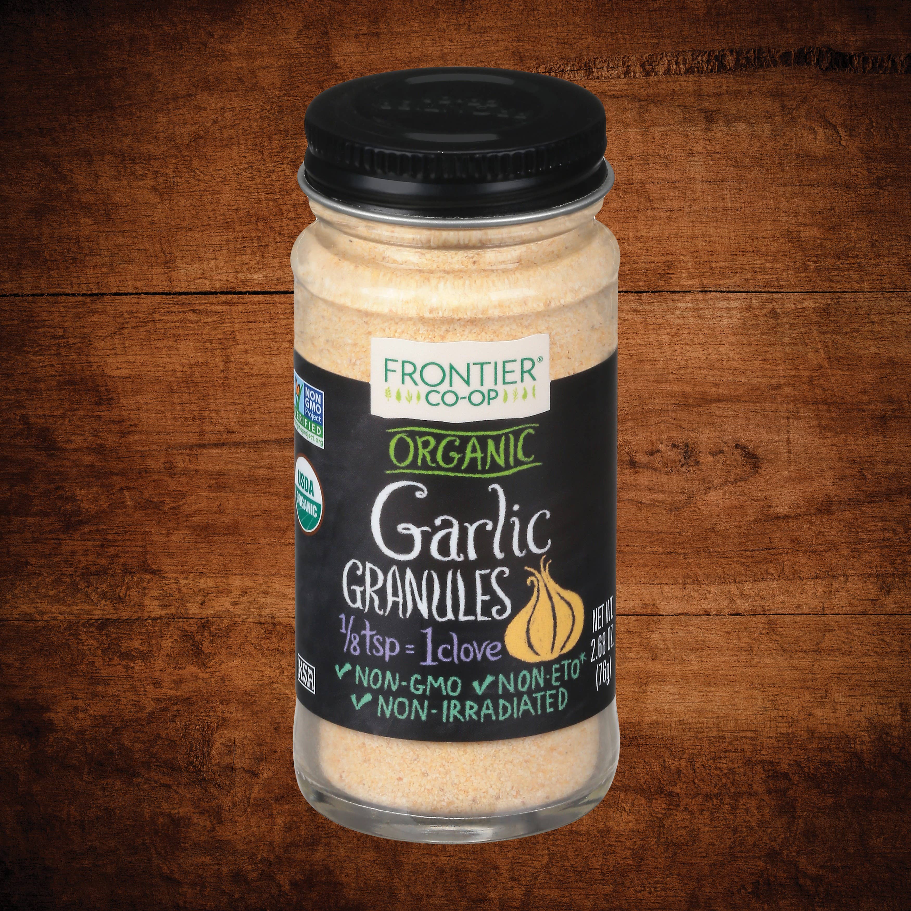 Garlic Granules, Certified Organic, Non-GMO, Kosher 2.68 Oz.