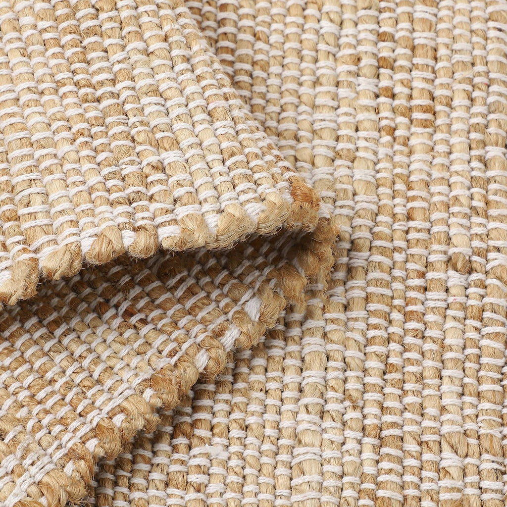 · REDEARTH · Jute Cotton Area Rug - 9'x12' Rectangular Rug, Sustainable Handwoven, Non-Shedding, Soft & Durable – Reversible, Neutral Tones for Home Décor in Living Room, Dining Room, Bedroom