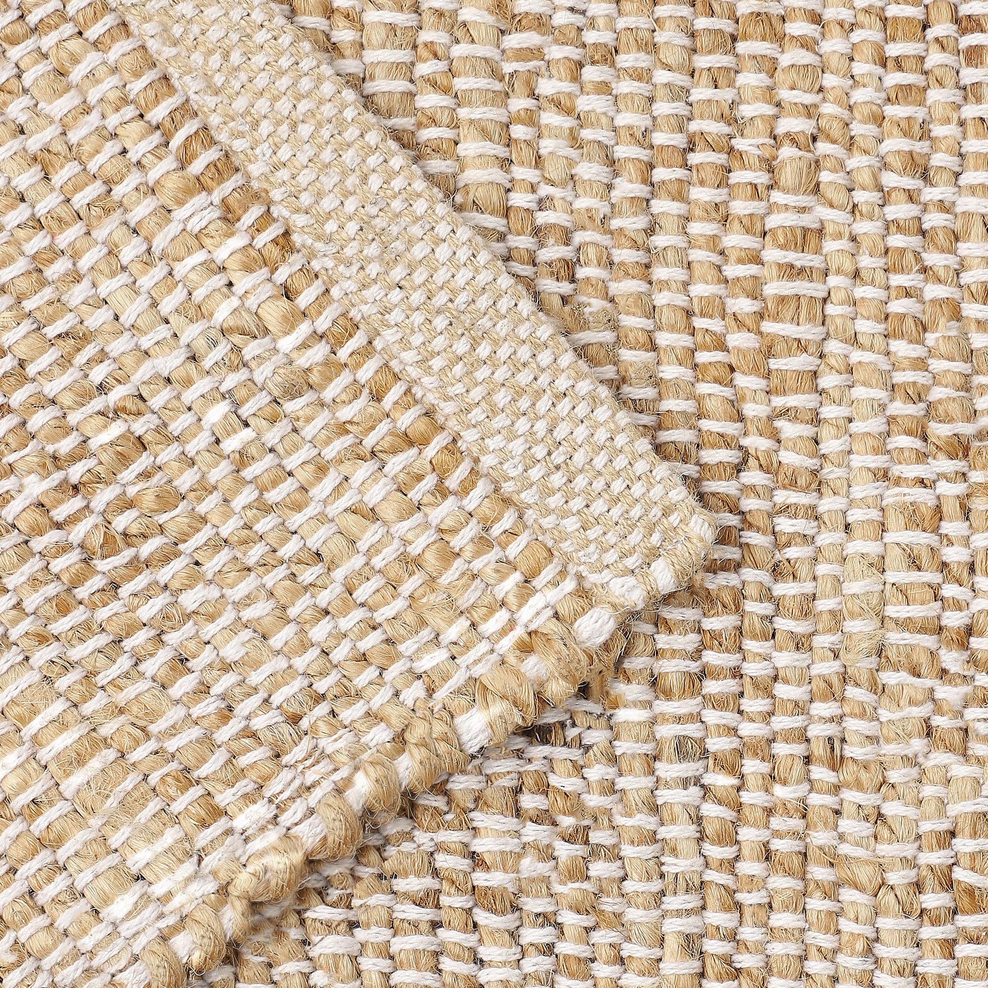 · REDEARTH · Jute Cotton Area Rug - 9'x12' Rectangular Rug, Sustainable Handwoven, Non-Shedding, Soft & Durable – Reversible, Neutral Tones for Home Décor in Living Room, Dining Room, Bedroom